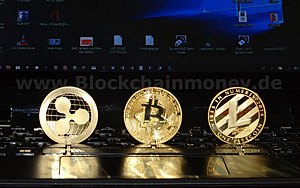 Bitcoin, Litecoin, Ripple - Blockchainmoney Fotos
